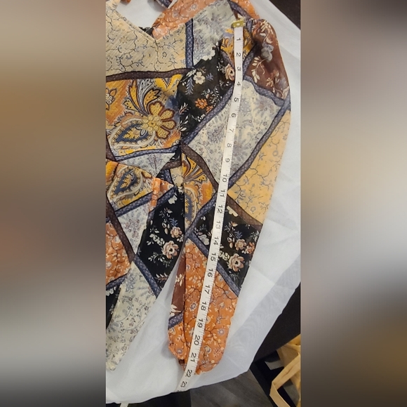 #35 American Eagle Floral Patchwork Square Neck Tie Back Babydoll Top, Medium - Picture 10 of 10